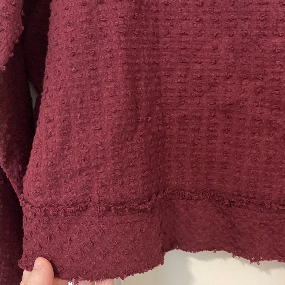 NWT! Free People Burgundy/Merlot Blouse with Back Bow Detail, Size Large - Picture 4 of 6